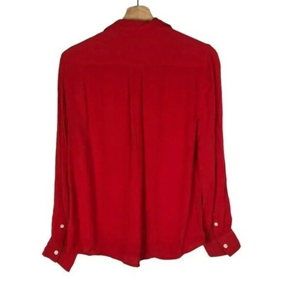 Free Assembly Bright Red Relaxed Fit Long Sleeve Button Down M - Picture 2 of 3